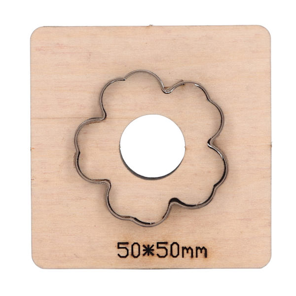 Blomsterformet skærestans i legeret stål, hul stansestempel, skæreværktøj til læder, stansestempel med træplade