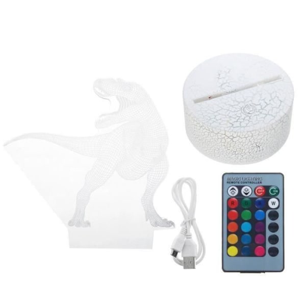 3D Illusion Lampe Dinosaur Natlampe Fjernbetjening + Berøring til Kontor Soveværelse Aw10304 -h