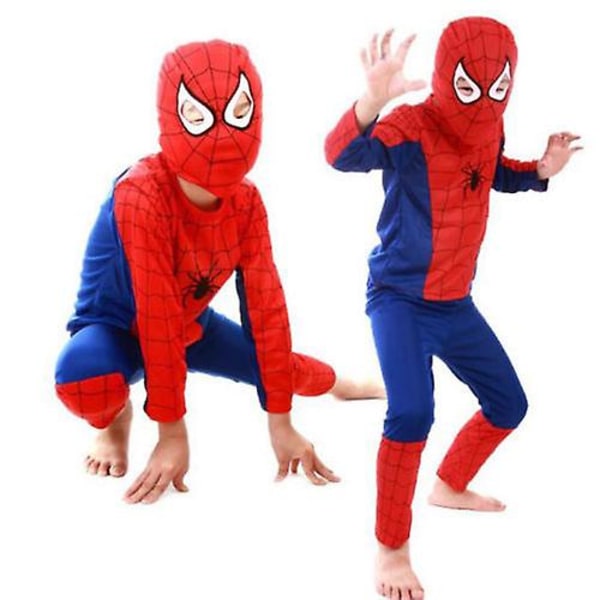 Børne Spiderman Cosplay Kostume Maske Superhelt Fæstekjole Party Outfits -ge M(4-5 Years)