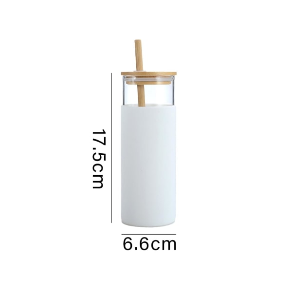 Silikonehylster Glas Drikkekop Valentinsdag Gave til Hendes Glas Vandflaske Strå Silikone Beskyttende Hylster Bambuslåg