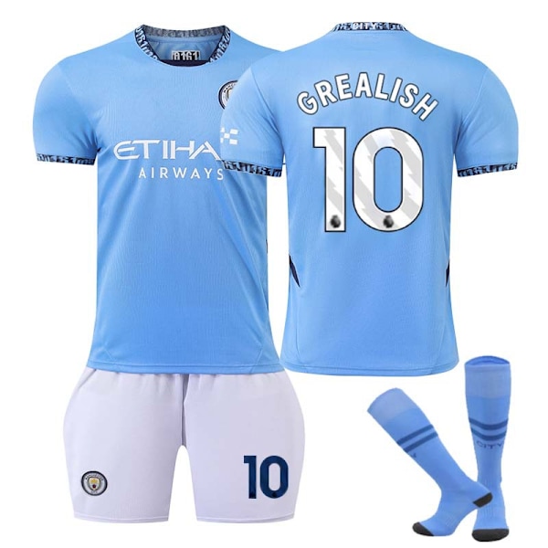 2425 Manchester City hjemmefotballdrakt Grealish fotballdraktsett med sokker XS(160-165cm)