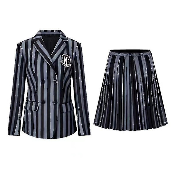 Keskiviikkona Addams Cosplay set Nevermore Academy School UniCompatible Withm With wig Child M