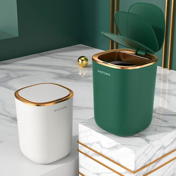 12l Affaldsbeholder Køkken Badeværelse Toilet Affaldsspand Automatisk Induktion Vandafvisende Affaldsbeholder Med L Black
