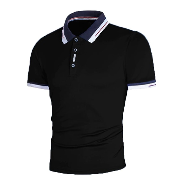 Herrmode Golfpikétröjor Kortärmad Casual T-shirt Sporttennisskjorta Sommartröjor Black L