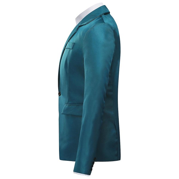 Yynuda Herr Business Casual Klassiskt Naggslag Lapel Dubbel Split Pure Color Enknapps kostymjacka 11 färger Lake Blue 2XL