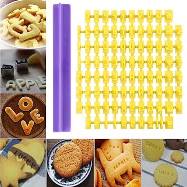 Fondanttikakun aakkoset kirjainnumero keksit keksi leimasin kohokuvio muotit leikkuri