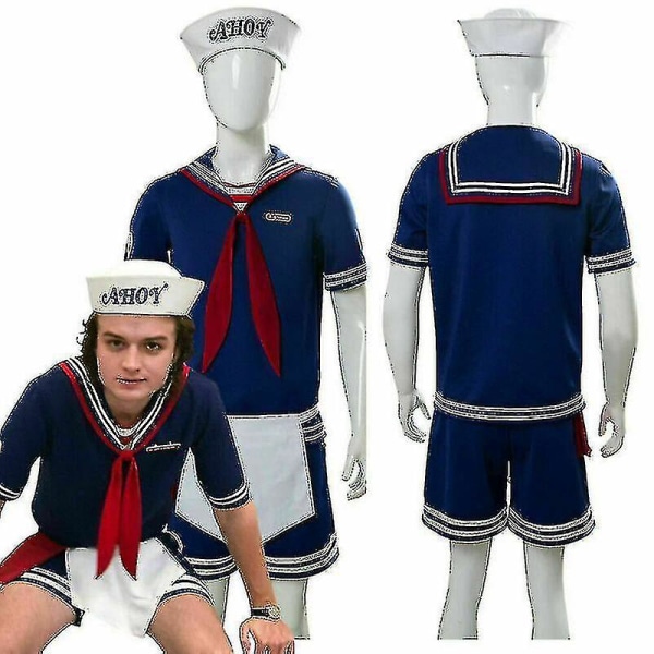 Stranger Things kausi 3 Steve Harrington Scoops Ahoy Cosplay Adult Costume -ge XS