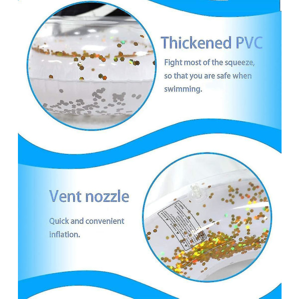 Svømmering, Oppustelig Pool Float, Klare Float Tubs, Glitter Svømmering, Pool Legetøj til Sommer Swim Pool Strand Legetøj gold 60cm