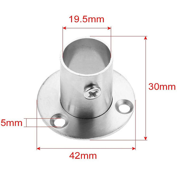 Piao 2 stykker rustfritt stål rundrørsbrakett, stangflenssett, garderobestangholder, klesstangstangholder, endebrakett for parallellstang med skruer 19mm