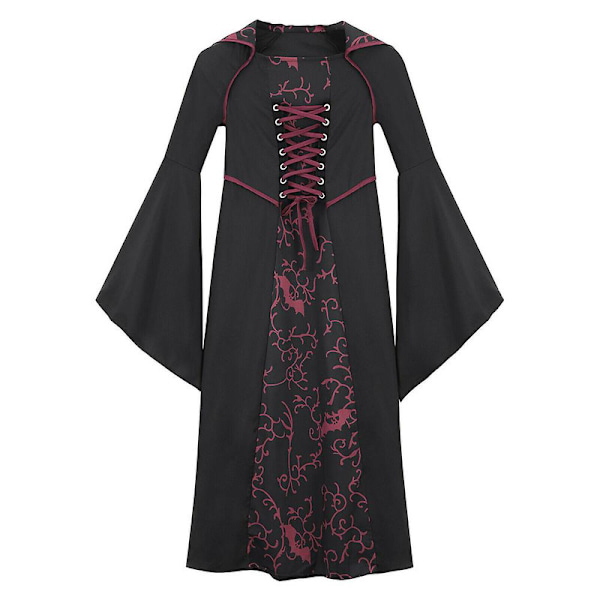 4-9-vuotiaat lapset Royal Vampire Cosplay -asu Keskiaikainen viktoriaaninen vampyyritar kuningatar noita Halloween-juhlat Tyylikäs mekko Lahjat - Viininpunainen 4-5Years