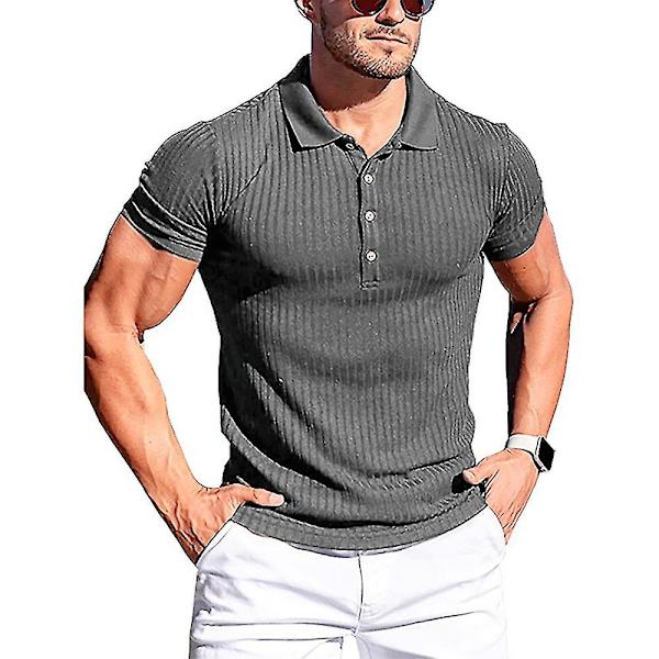 Miesten Polopaita Lyhythihainen T-paita Golf-Paita Dark Grey L
