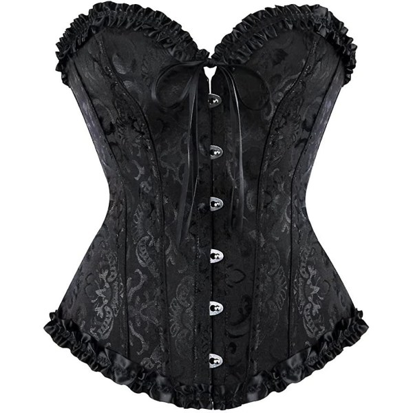 Szivyshi Dame Overbust Sweetheart Lace Up Plastic Bones Corset Bustier Top -ge black 3*L Plus