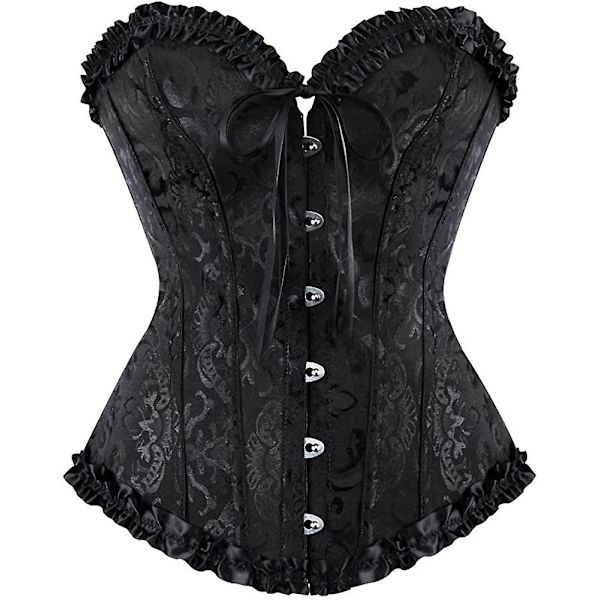 Szivyshi Kvinders Overbust Sweetheart Snøre Plastikknogler Korset Bustier Top -ge Black S
