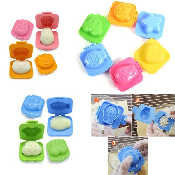 6 stykker kokt egg Sushi Risform Bento Maker Sandwich Cutter Dekorasjonsform random