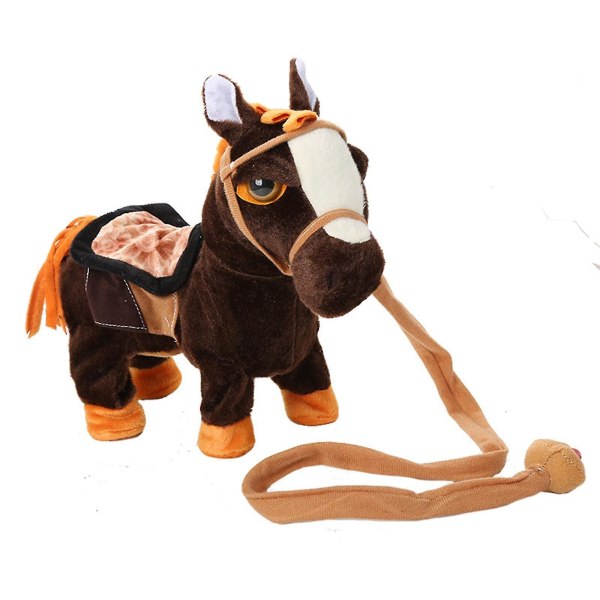 Kävelevät ponit Pehmoiset interaktiiviset ponit lelu Laulava tanssimusiikki Realistiset ponit Lemmikki, pehmustettu eläin ravisteleva talutushihna hevoslelu -ES dark brown