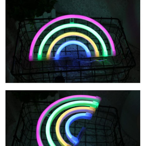 Regnbågs neonljusskyltar,regnbågsväggdekor kompatibel med flickor Barn Baby Room Led-lampa Rainbow Decor Barnpresenter, batteri eller USB -ES