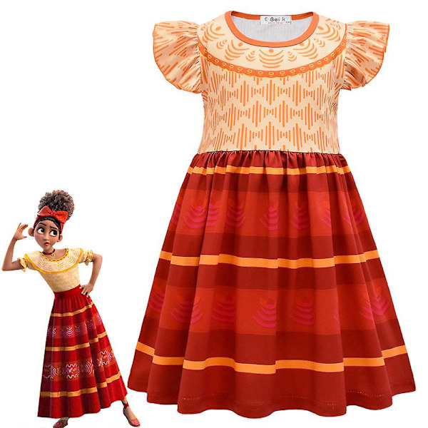 Flickor Mirabel Disney Encanto Madrigal Prinsessklänning Karneval Barn Cosplay Kostym-A 7-8 Years