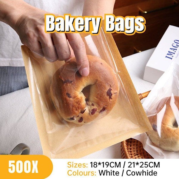 500 stk. Transparent Mad Fedttæt Pose Sandwich Donut Brød Emballagepose