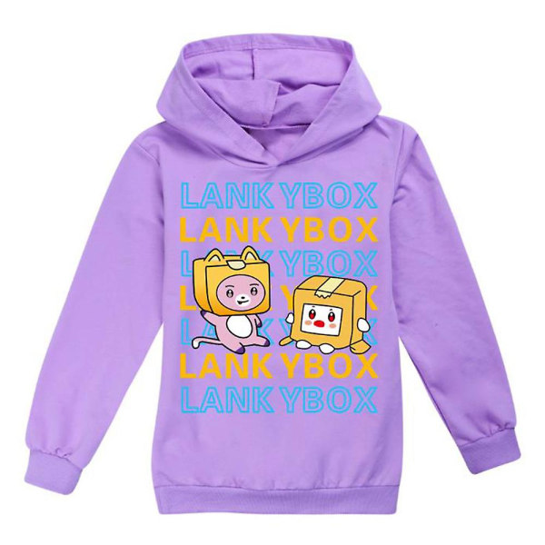 7-14 År Børn Teenagere Lankybox Casual Hoodie Langærmet Hættetrøje Topper Trøje Gaver Purple 13-14 Years