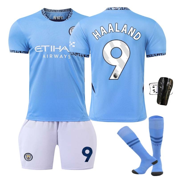 2425 Manchester City hjemmefodboldtrøje Haaland dragt med sokker+Beskyttelsesudstyr XL(180-185cm)