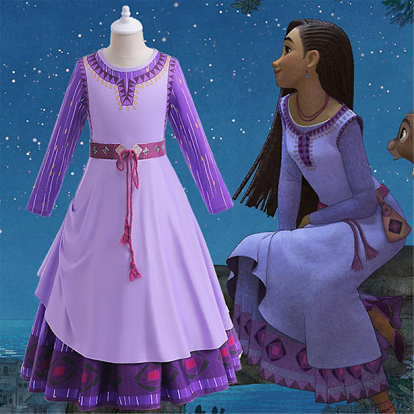 2-14 år Barn Jenter Ønske Asha Princess Dress Cosplay Festkostyme Fancy Dress Up Dress Up Dress Gifts 10-11Years