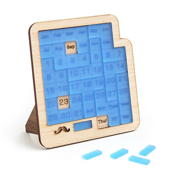 Päivittäinen kalenteripalapeli Puinen kalenteri Pelaa erilaista palapeliä näyttääksesi Light Blue