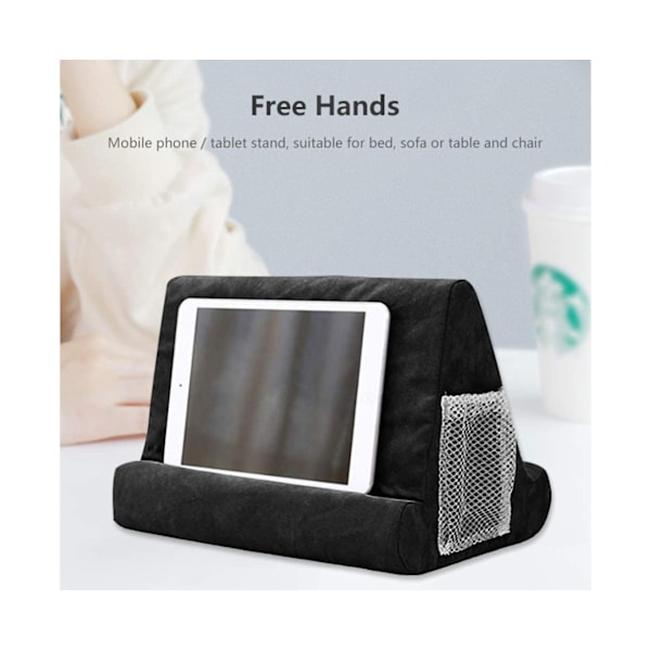 Myk pute for IPads, telefonpute Lap Stand Tablet Stand Puteholder, Brukes på seng, skrivebord, bil, sofa, fange, gulv, sofa - svart