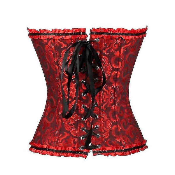 Tube Top Jacquard Gotisk Palats Korsett Väst Shapewear Korsett -ge Black*Red XS