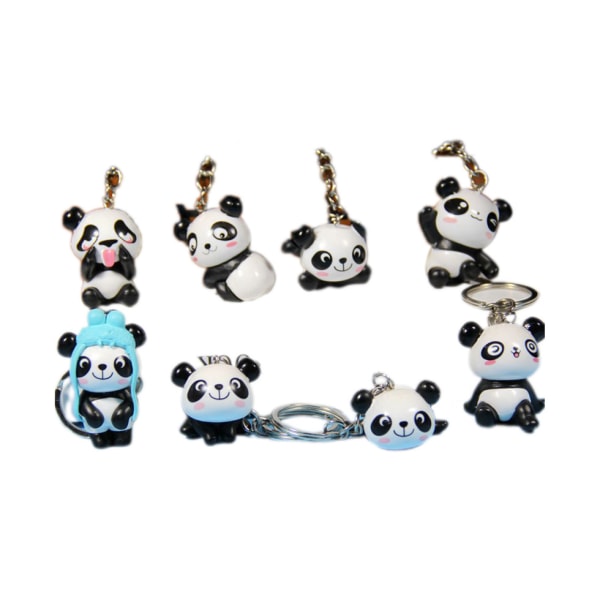 8 stk Anti-korrosjon Panda nøkkelring anheng