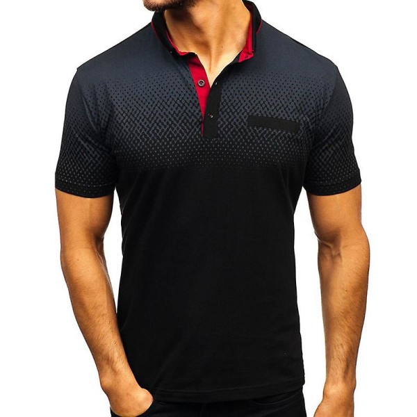 Poloskjorte for menn Kortermet sommerskjorte Golf Casual Topper Black 2XL