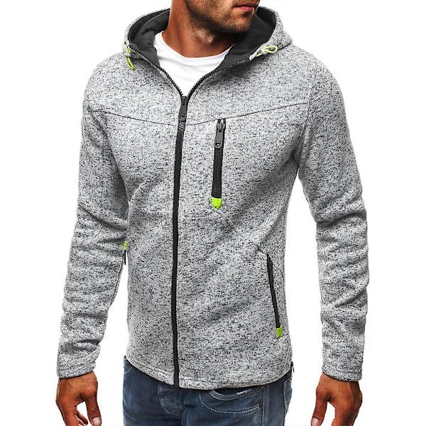 Miesten Takki Yksivärinen Vetoketjullinen Huppari Pitkähihainen Paita Light Grey 3XL