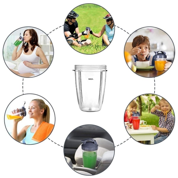24Oz Muggar för Nutribullet Tillbehör 600W 900W Blender Juicer Mixer Ersättningsdelar (2-pack)