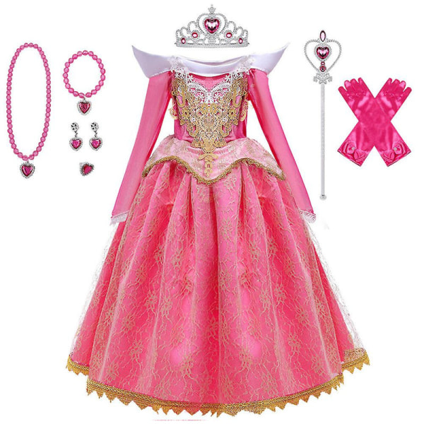 3-9 år Jenter Prinsessekjole Aurora Tornerose Kjole Cosplay Fest Finantrekk Antrekk + tilbehør Gaver 8-9Years
