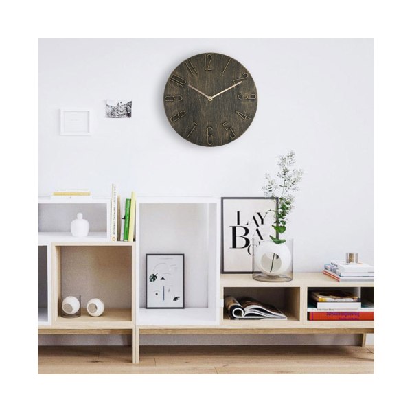 Seinäkello mykistävä pyöreä helppolukuinen moderni minimalistinen koristekello*30cm