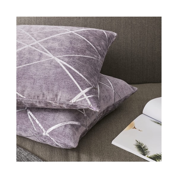 Dekorativ soffa örngott, soffa tjockt kuddfodral, fyrkantig grå lyxkudde 2 set -65x65 cm Violet