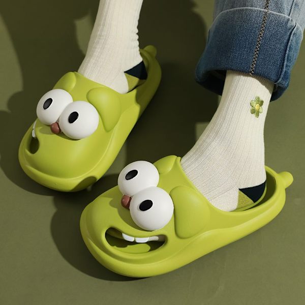 globalt Hot Sale Cute Big Eyes Hundetøfler Tegnefilm Non-Slip Hjemmesko green 40/41