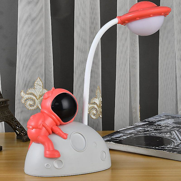 Bordlampe Dæmpbar Astronaut LED Natlampe Studie Øjenbeskyttelse Natlys Skrivebordsdekoration Gave Red