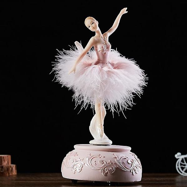 Ballerina Musiklåda Dansande Flicka Svanssjön Karusell Med Fjäder För Födelsedagspresent -ge White