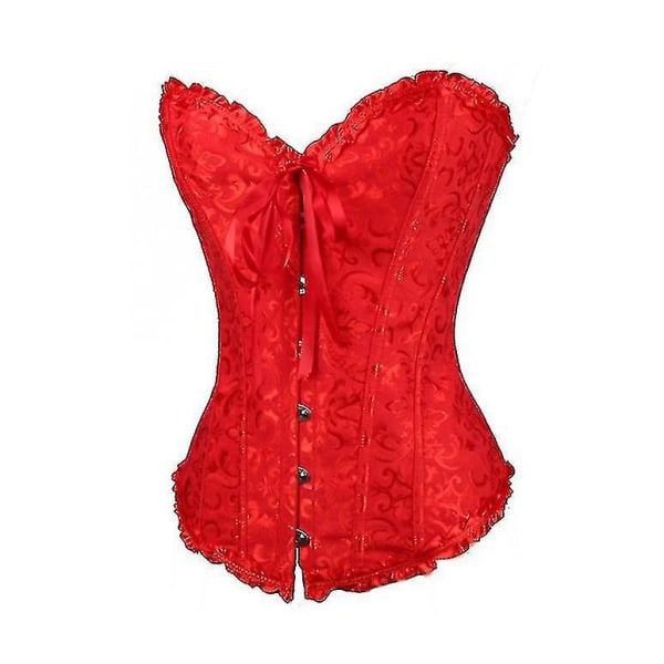 Tube Top Jacquard Gothic Palace Korsett Vest Shapewear Korsett -ge Red 5XL
