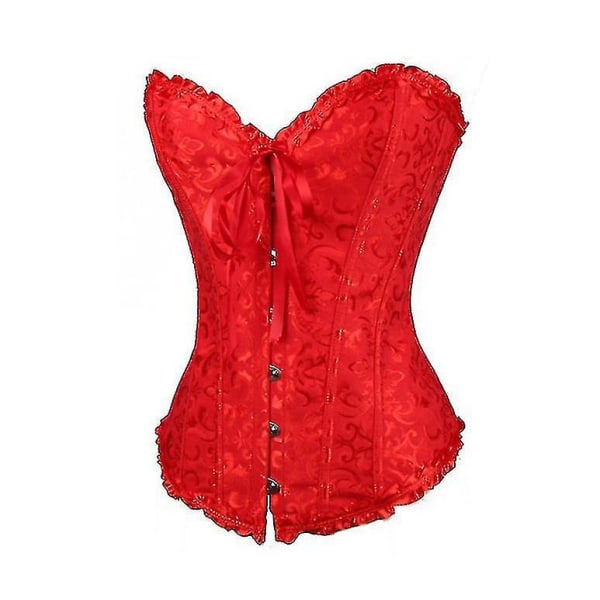 Tube Top Jacquard Gotisk Palads Korset Vest Shapewear Korset -ge Red L