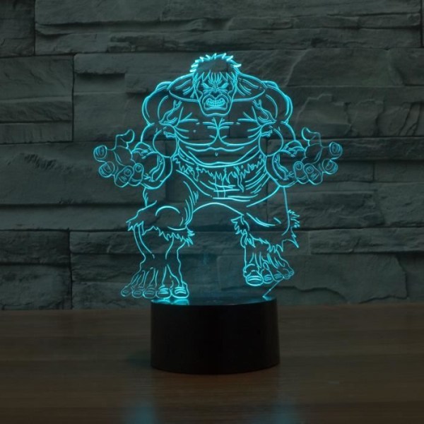 1 st Hulk Touch Switch 3D Färgglada LED-lampor Fade Lights Visuellt Perspektiv -h
