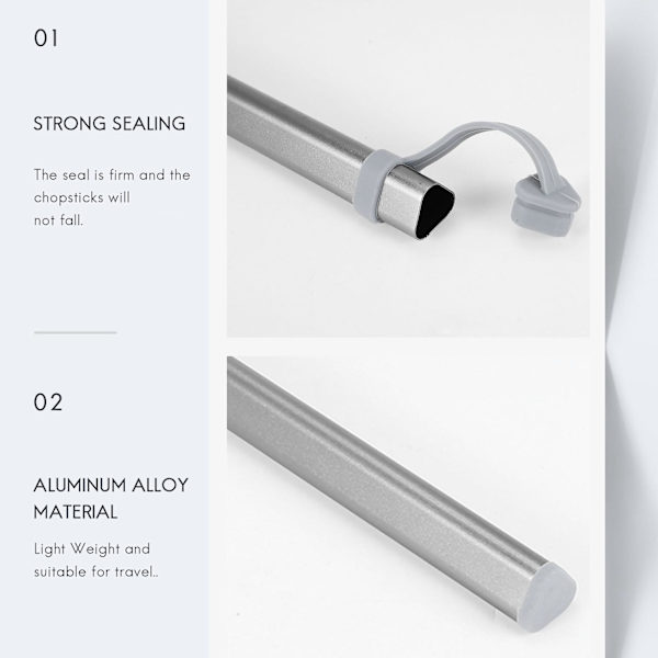 Spisepinde Rør Aluminium Legering Æske Til Titanium Spisepinde Æske Uden Spisepinde Grå