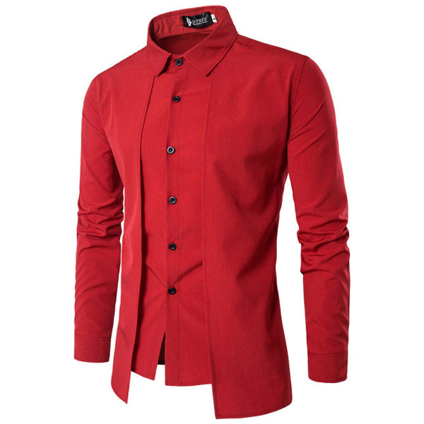 Herreoverdele Langærmet skjorte Formel forretningsskjorte Red 2XL