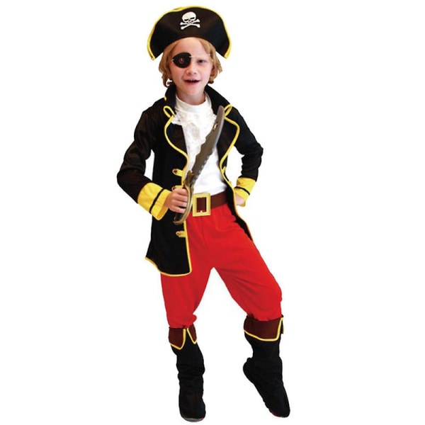3-14 år Barn Tenåringer Pirat Cosplay kostyme, kaptein Pirat antrekk til Halloween Pirat temafest gave 12-14 Years