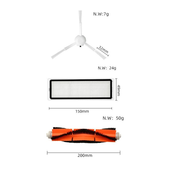 Korvaussarjat XIAOMI Vacuum-Mop 1C 2C 1T STYTJ01ZHM Dreame F9 -imurille Harja Hepa-suodatin Robotti-imurin osat