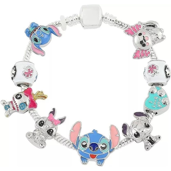 Stitch Julkalender Armbånd 2024 for Jenter 24 Dager Julekalender Nedtelling DIY Smykkeproduksjonssett 22 Charm Beads 2 Armbånd