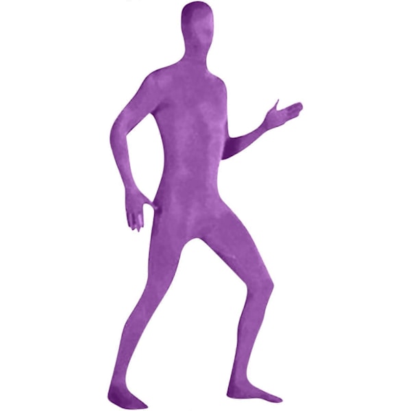 Herr Dam Zentai Dräkt Åtsittande Jumpsuit Enfärgad Dansdräkt Scenföreställningsdräkt Purple S