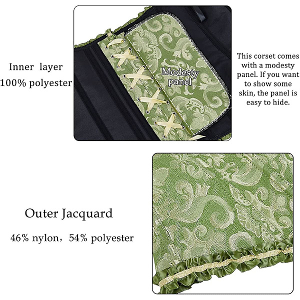 Szivyshi Kvinders Overbust Sweetheart Snøre Plastikknogler Korset Bustier Top -ge Green *L