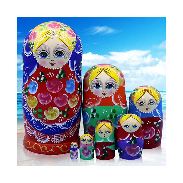 Tangerine 7 st Stapelbara Flower Girl Matryoshka häckande dockor