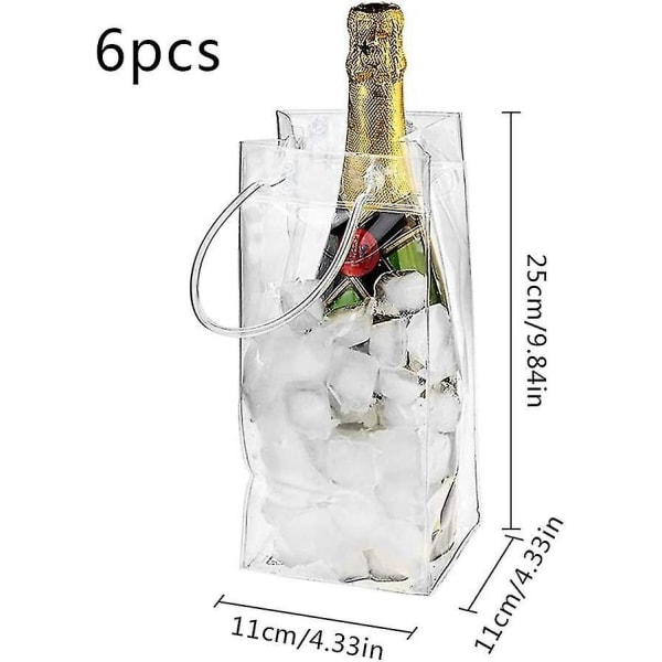 6-pak champagne øl rødvinsflaske isoleret vandtæt bærbar gennemsigtig pvc køletasker med bærehåndtag kompatibel med udendørs fest -ES